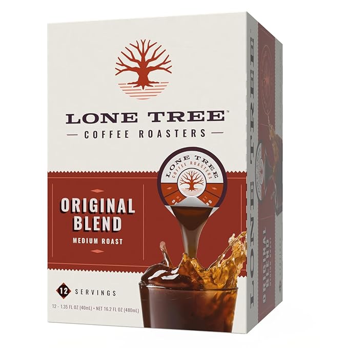 Lone Tree Single-Serve Coffee Pods – Premium 100% Arabica Liquid Concentrate – Smooth &amp Bold Medium Original Roast – 12 Pods – Ready Hot or Iced