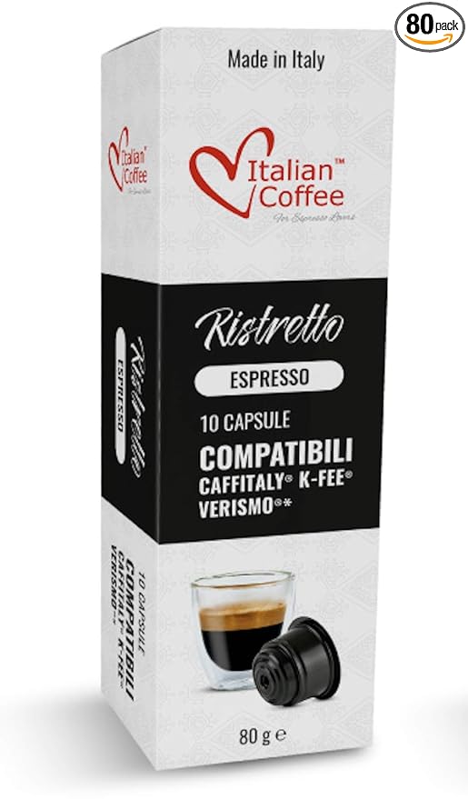ITALIAN COFFEE FOR ESPRESSO LOVERS Italian Coffee capsules compatible with Verismo CBTL Caffitaly K-fee systems (80 pods RISTRETTO blend)