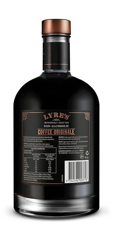 Lyre's Coffee Liqueur Alternative Award-Winning Coffee Originale Non Alcoholic Spirit Zero Proof Spirit for Espresso Martinis &amp Mocktails Alcohol Free Liqueur (23.7 Fl Oz)