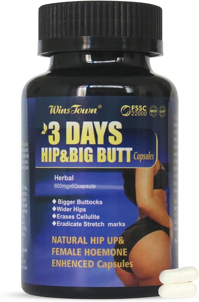 3 Days Hip &amp Big Butt Capsules Natural Hip Up &amp Female Hoemone Enhenced Herbal Supplements 60 Count