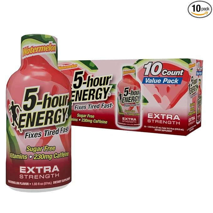 5 Hour Energy Shot Extra Strength Watermelon 19.3 Fl Oz 10 Count