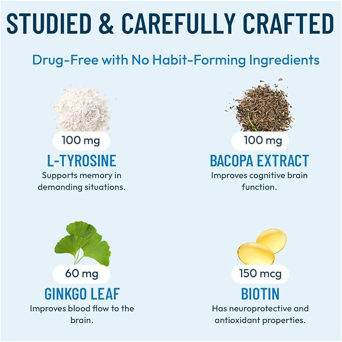 Provasil Brain Supplement for Memory Focus Mood &amp Concentration | Ginko Leaf Flavonoids Bacopa Monnieri &amp Biotin | Improve Mental Performance Attention &amp Cognitive Health (Pack of 3)