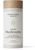 Stonehenge Health Dynamic Mushrooms 1400 mg – 5 Mushroom Complex (Lion’s Mane Reishi Chaga Maitake Shiitake) – 100% Fruiting Bodies Nootropic – Brain Memory Focus &amp Immune Support – 60 Cap