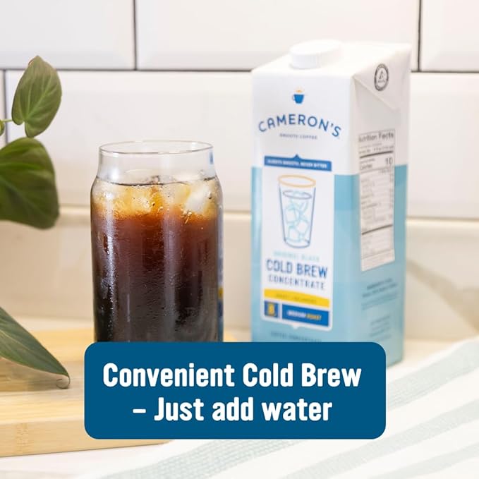 Cameron's Coffee Cold Brew Coffee Concentrate Vanilla Bean Smooth Flavored Coffee Multiserve Shelf Stable 32 oz (Pack of 6)