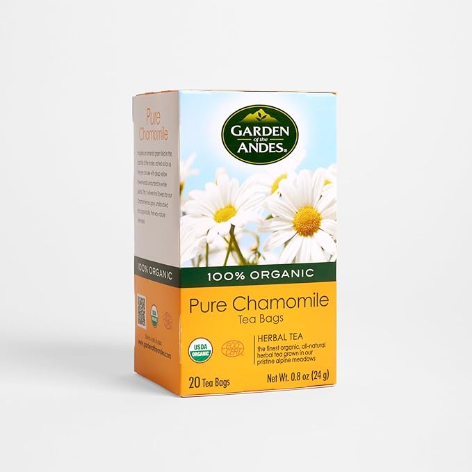 Garden of the Andes - Organic Chamomile Tea - 20 Tea Bags/Box Pack of 6 (120 Count) - Caffeine-Free Herbal Infusion from Handpicked Flowers - Supports Digestive Comfort and Promotes Relaxation
