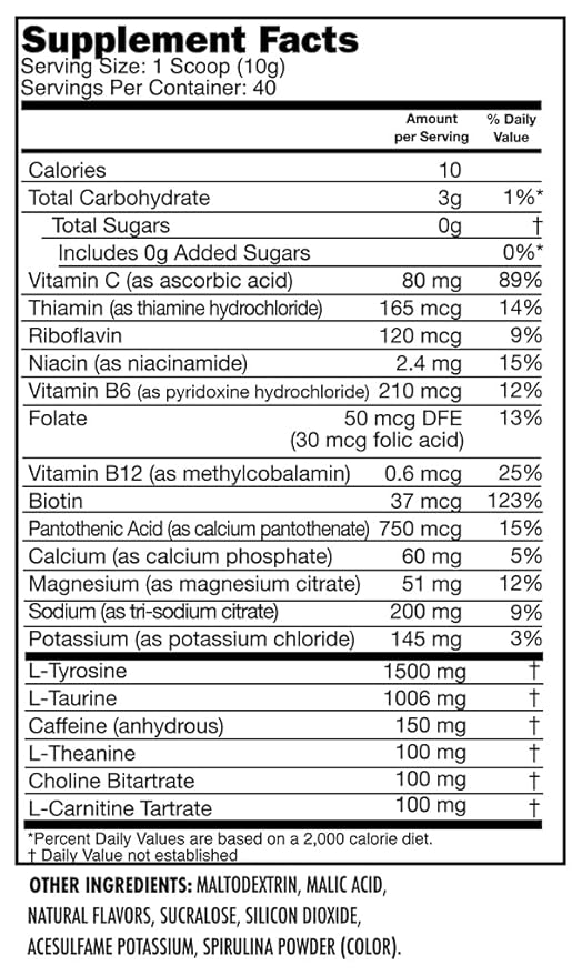 SNEAK Energy Drink Powder | Blue Raspberry | No Sugar. No Nasties. Just Natural Caffeine Focus-Boosting Nootropics | 40 Servings