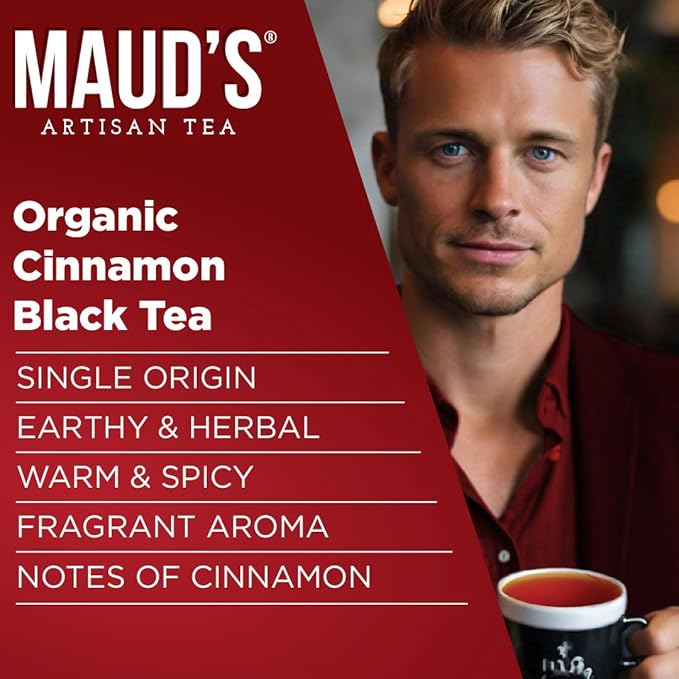 Maud's Organic Cinnamon Black Tea Pods 80 ct Single Serve Tea Pods – 100% Gourmet Blended Tea Leaves Compatible with Keurig K Cups Maker
