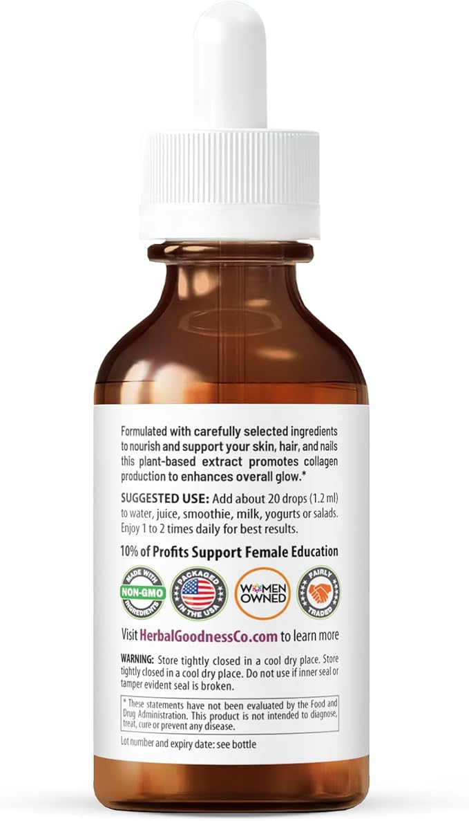 Herbal Goodness Look Your Best Foot Forward - 2oz Bottle - Plant-Based Beauty Liquid Extract for Skin Hair &amp Nails. Substitute Liquid Collagen for Women &amp Biotin Horsetail Supplements