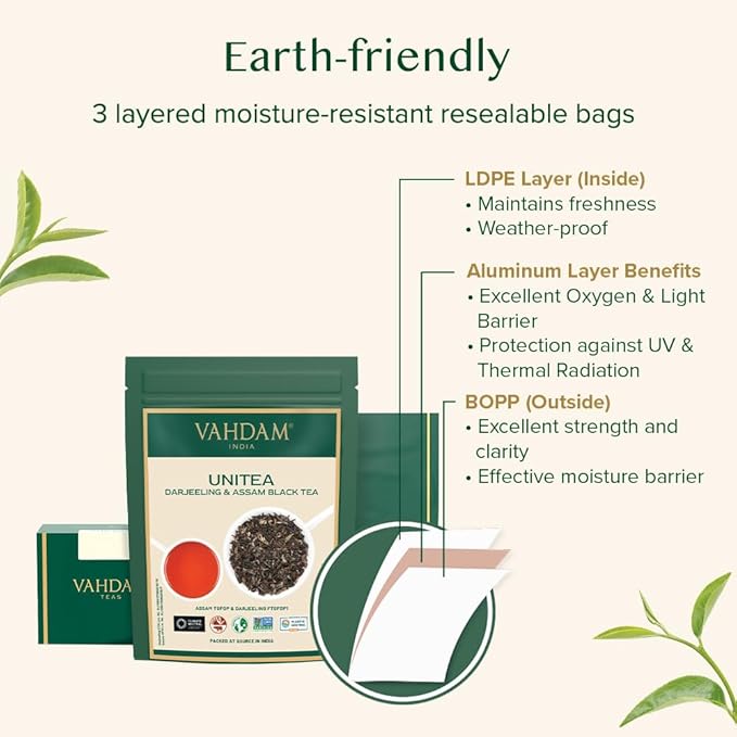 VAHDAM UNITEA Black Tea Leaves +170 Cups12oz | Blend Of Darjeeling &amp Assam Tea | ROBUST &amp FLAVORY Black Loose Leaf | Unblended Single Origin Tea | Vacuum Sealed Pack