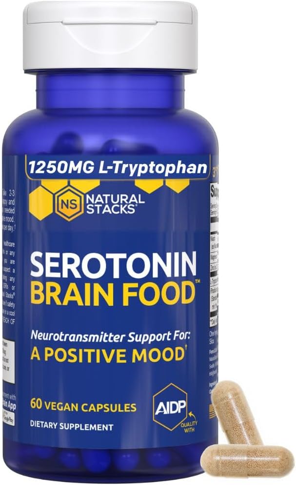NATURAL STACKS Serotonin &amp GABA Brain Food Bundle - Supports a Positive Mood &amp Calmness* - 120 Total Capsules