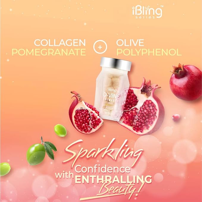 WELLOUS Ibling D-Vine Anti Aging Pomegranate Extract Chewable Collagen Tripeptides Glowing Skin Firming Anti-Aging 60 Tablets/Bottle (Pack of 6)