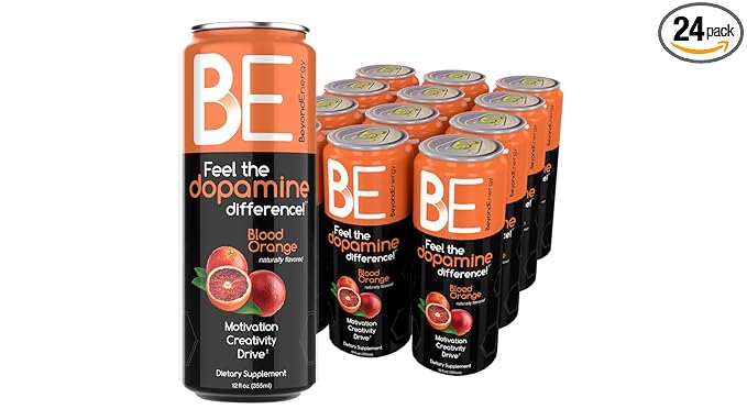 Beyond Energy - 24 Pack - Blood Orange Herbal Energy Drink Naturally Sourced L-Dopa with Mucuna Pruriens Aminos Antioxidants 200mg Caffeine - (Blood Orange)