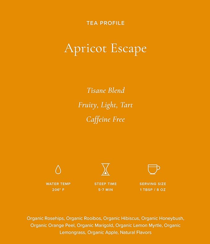 Art of Tea | Apricot Escape - Caffeine Free | 50 Pyramid Tea Bag Sachets