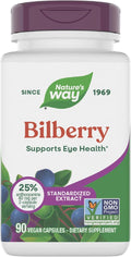 Nature's Way Bilberry Premium Extract Supports Eye Health* Eye Health Supplement for Adults with Black Elderberry* Bilberry Supplement Gluten Free Vegan 90 Capsules (Packaging May Vary)