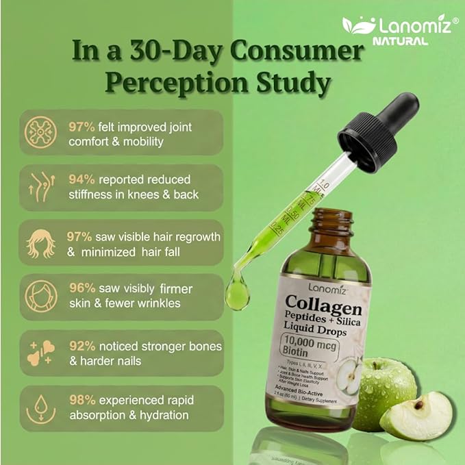 2 Pack Multi Collagen Peptides Liquid Drops Types（I II III V X） Hydrolyzed Collagen Peptides Collagen Proteins W. Hyaluronic Acid Biotin &amp Vitamin C for Hair Skin &amp Joint Gut Health
