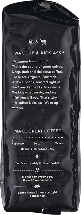 Kicking Horse Coffee Kick Ass Dark Roast Whole Bean 10 oz - Certified Organic Fairtrade Kosher Coffee (Pack of 6)10 Ounce (Pack of 6)