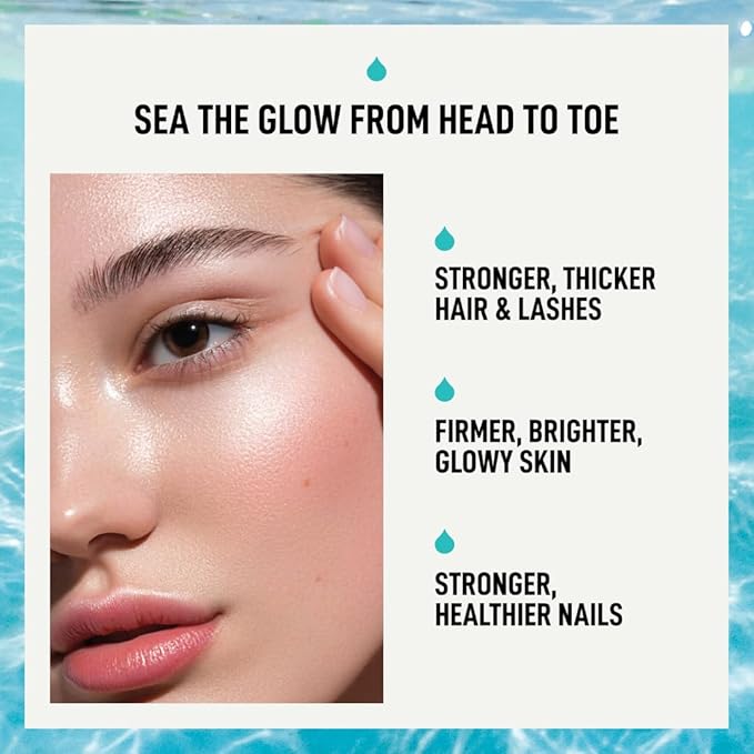 Bioavailable Liquid Marine Collagen Peptides Drink- Hyaluronic Acid &amp VIT C - Reduces Wrinkles - Thick Hair Lashes Brows Nails - No Gluten Dairy Nut Soy - Unflavored Sweet 16.9 oz