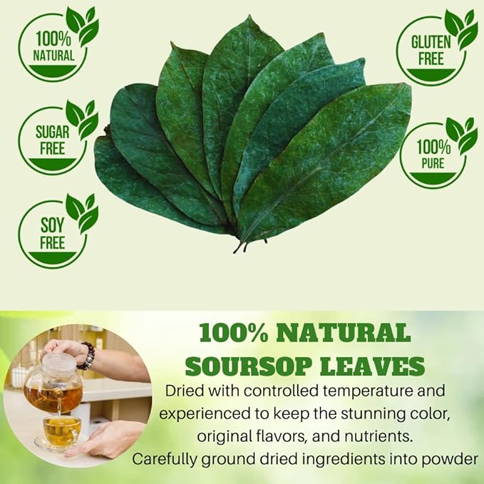 VIDA FARM Premium Dried Soursop Leaves Tea 100% Natural Whole Guanabana Leaves Hojas de Guanabana Para Te Soursop Tea Leaves