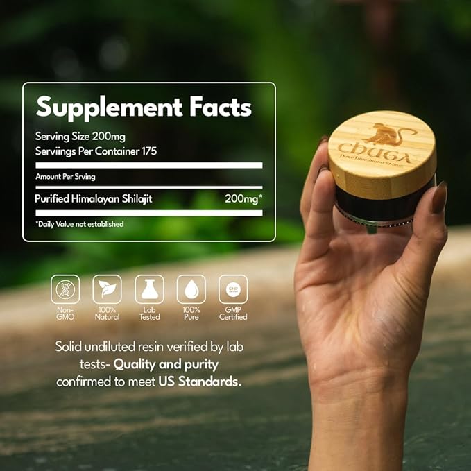 Chuga's Shilajit | Organic Shilajit Harvested 16000ft | Lab Tested in USA 74+ Fulvic Acid Grade A Immune Booster - 0.7 Ounce (Pack of 1) - Shilajit for Women