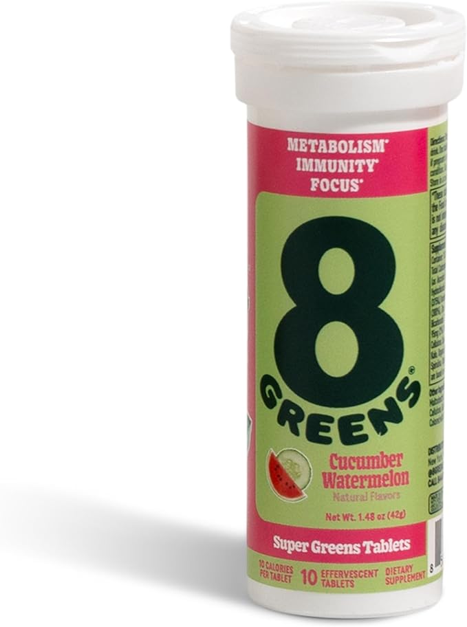 8Greens Supergreens Tablets | Superfood Tablet for Metabolism Immunity &amp Focus Daily Effervescent Tablets Organic: Aloe Vera Spirulina Chlorella Cucumber Watermelon 30 Servings