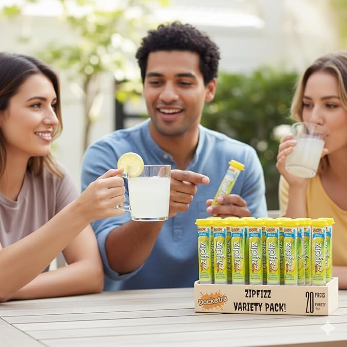Zipfiz Energy Multi-Vitamin Hydration Drink Mix Citrus Flavor B-12 Energy Boost Electrolyte Hydration Low Calorie 20 Tubes