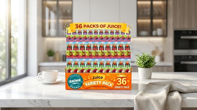 Kids Juice Box Variety Pack 100% Juice Apple Berry Fruit Punch No Sugar Added 6.75 fl oz 35 Pack by baigwal