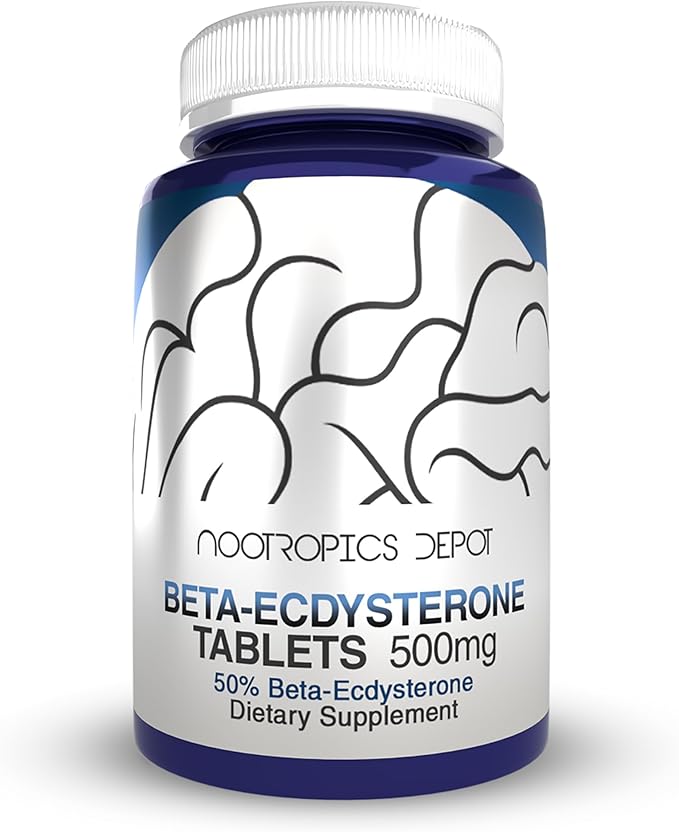 Nootropics Depot Beta Ecdysterone/20-Hydroxyecdysone 50% Tablets | 500mg | Cyanotis Arachnoidea Extract | Phytoecdysteroid | 30 Count