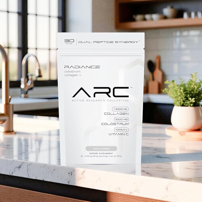 ARC Radiance Collagen &amp Colostrum Powder – Supports Youthful Skin Strong Joints &amp Gut Health – Grass-Fed Type I &amp III Collagen – Boost Immunity &amp Recovery – Keto Gluten-Free Unflavo