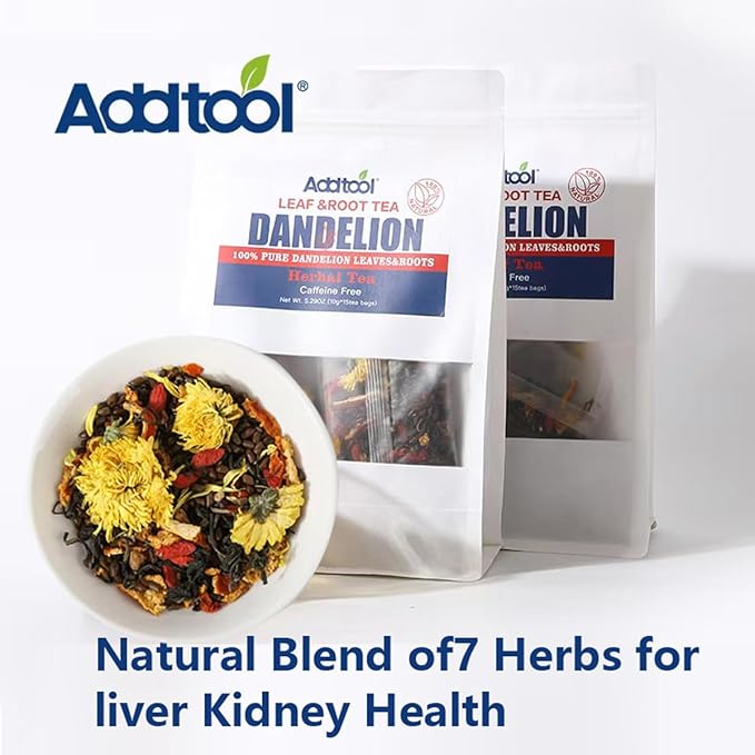 Addtool Dandelion Goji Chrysanthemum Tea with Natural Blend of 7 Herbs Caffeine FreeInclude Cassia Seed Licorice Orange Peel GardeniaSupport Liver and Kidney Health Detox  Kidney Tea(1pack150