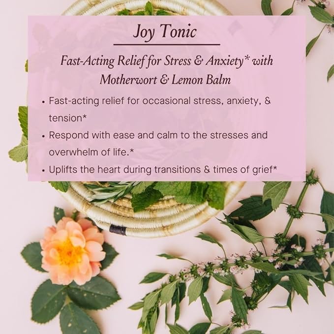Urban Moonshine Joy Tonic - Fast-Acting Relief for Stress and Anxiety - Supports Nervous System - Natural Mood Support - Motherwort - Lemon Balm - Nervous System Support - Elevates Mood* - 2 Fl Oz