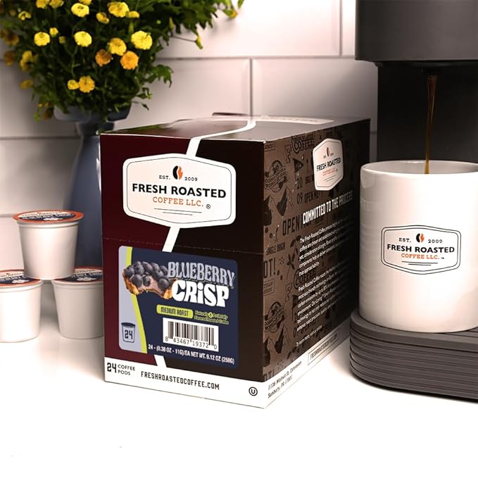 Fresh Roasted Coffee Blueberry Crisp Flavored Coffee Pods 96 Count