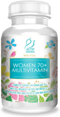 ACTIF Organic Multivitamin for Women Age 70+ with 20+ Advanced Factors and Omega-3 Non-GMO Made in USA 90 Count