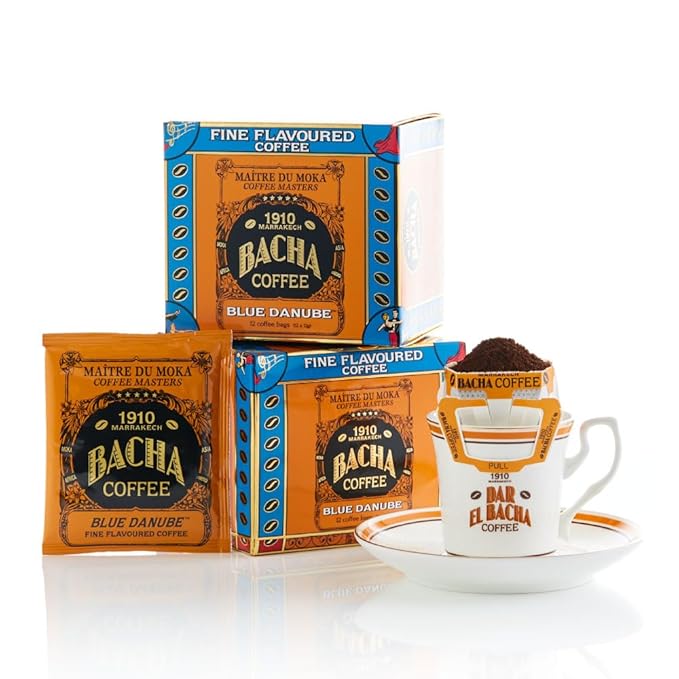 Bacha Coffee | Blue Danube Fine Flavoured Medium Roast 100% Arabica Specialty Coffee 12 Coffee Drip Bags Gift Box