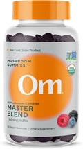 OM MUSHROOM SUPERFOOD Master Blend Mushroom Gummies – Organic 10-Mushroom Complex with Ashwagandha – Supports Immunity Gut Health &amp Stress Relief – Mixed Berry Flavor – 28 Servings 56 Count.
