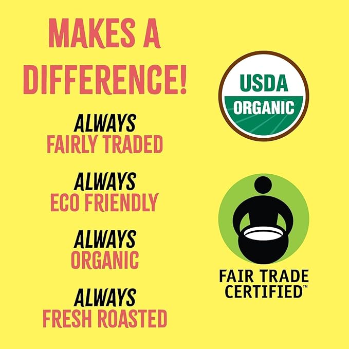 Café Fair Chemical Free DECAF Original | Organic Fair Trade Certified Coffee | Whole Bean | Medium Roast | 10 oz | PACK OF 6