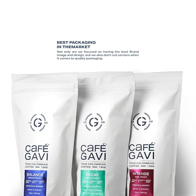 Café Gavi DECAF – Medium Roast Ground Colombian Coffee – 100% Arabica – Fresh-Roasted at Origin – 10 oz Resealable Bag – Notes of Toffee and Spice