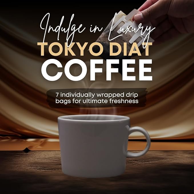 SHO Tokyo Diet Coffee - 4 Flavors (Cinnamon Caramel Chocolate Raspberry Chocolate Vanilla Herbal Blend) Single Serve Pour Over Japanese Coffee 28 Drip Bags for Wieght Loss and Sugar Free