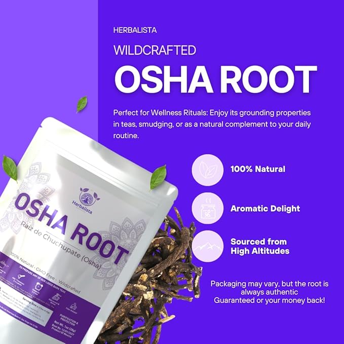 Herbalista - Wildcrafted Osha Root 3.5oz (100g) - (Ligusticum Porteri) - Chuchupate Whole Root for Cleansing Purification Meditation Healing Spiritual Practices and Wiccan Rituals &amp Tea.