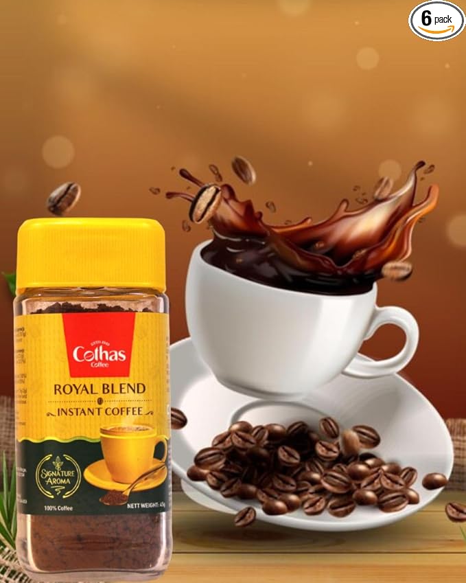 Cothas Traditional Royal Blend Instant Coffee Powder - Pack of 6 Each Bottle 45g = 270g [ Coffee : 100% ]