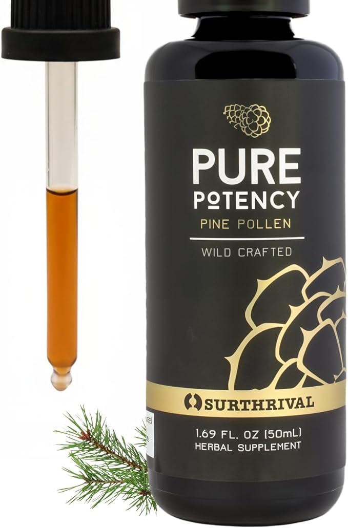 Surthrival: Pine Pollen Pure Potency Extract (1.69 fl oz) Increased Stamina Hormone Balance Energy &amp Endurance Restoration