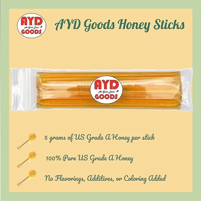 AYD Goods Medicine Ball Cold Buster Recipe 48 teabags of Ginger Peach and Harmonic Mint Includes 10 Counts of AYD Goods US Grade A Honey Sticks