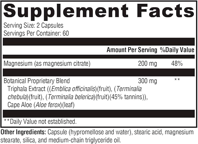 XYMOGEN ColonX Supplement - Magnesium Citrate Cape Aloe + Triphala Capsules for Digestive Health - Magnesium Supplement - Gut Cleanse + Gut Support (120 Capsules)