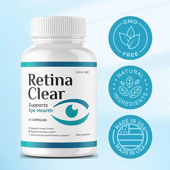 (5 Pack) Retina Clear – Retina Clear Eye Supplement Capsules Reviews Official RetinaClear Vision Support Pills Health Natural Ingredients Vitamin Advanced Formula 300 Capsules for 5 Months