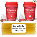 Teavana Spiced Apple Cider Herbal Tea - 12 Sachets Each (24 Total) Plus 12 GoHealthful Pure Raw Organic Honey Sticks Equal to 2.11 Ounces of Clover Honey