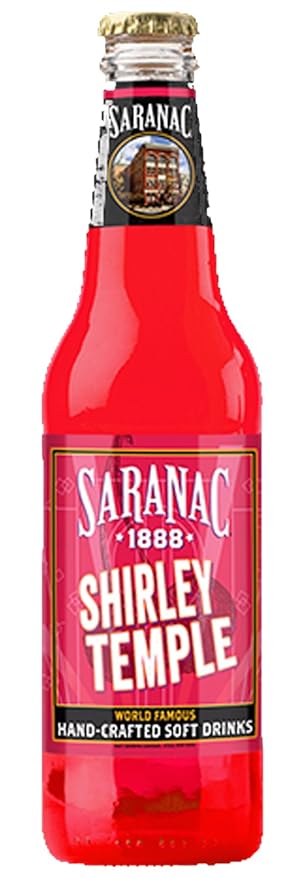 Saranac World Famous Hand-Crafted Shirley Temple Soda Soft Drink 12 fl oz (12 Glass Bottles)