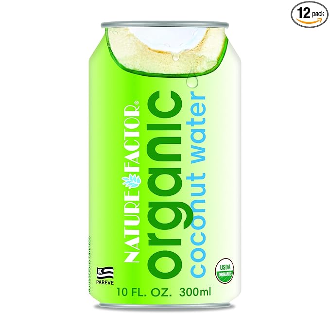 Nature Factor Organic Coconut Water - Pure Pressed Coconut Water Organic Electrolytes - 10 Fl Oz (Pack of 12)