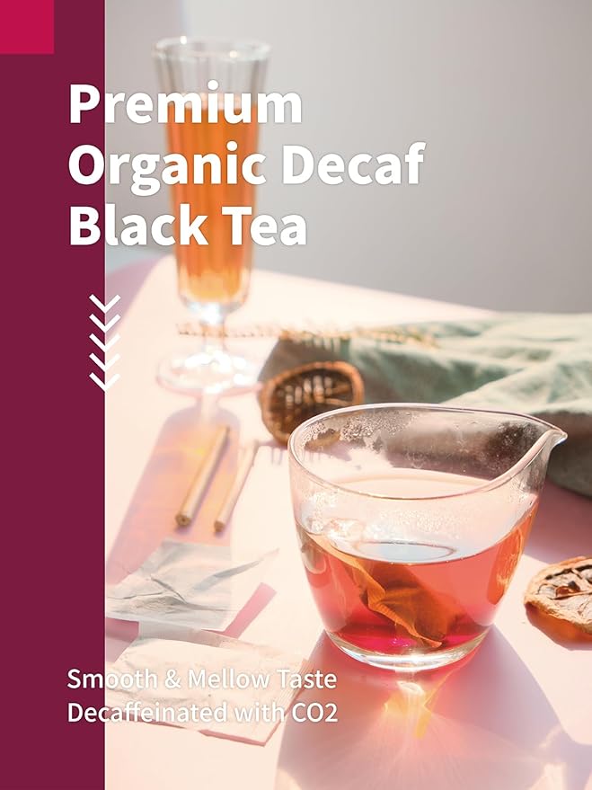 HYNTMYT Organic Decaffeinated Black Tea Bags USDA Organic Decaf Black Tea Mellow &amp Smooth Taste Unsweetened 120 Count