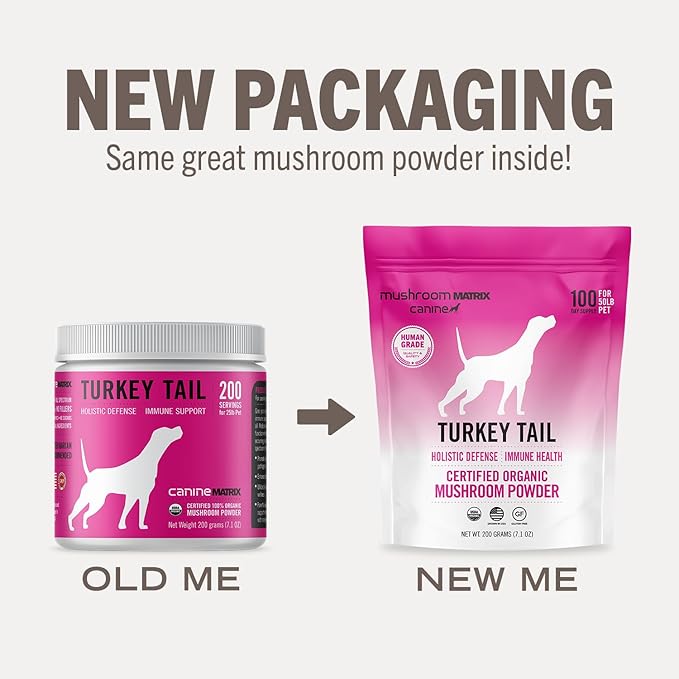 Om Mushroom Matrix Turkey Tail Mushroom Pet Supplement Powder Provides Immunity Support &amp Holistic Defense for Dogs &amp Cats 200 Grams 7.1 oz