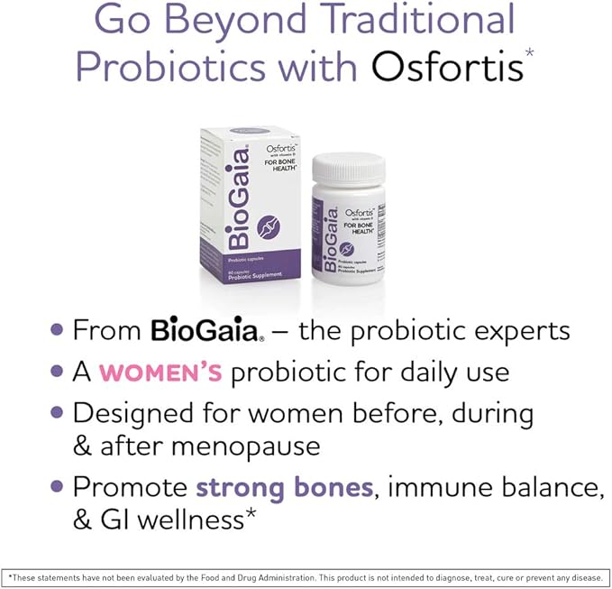 BioGaia Osfortis Women’s Probiotic for Strong Bones Immune Balance &amp GI Wellness Contains L. reuteri 6475 60 Capsules 1 Pack