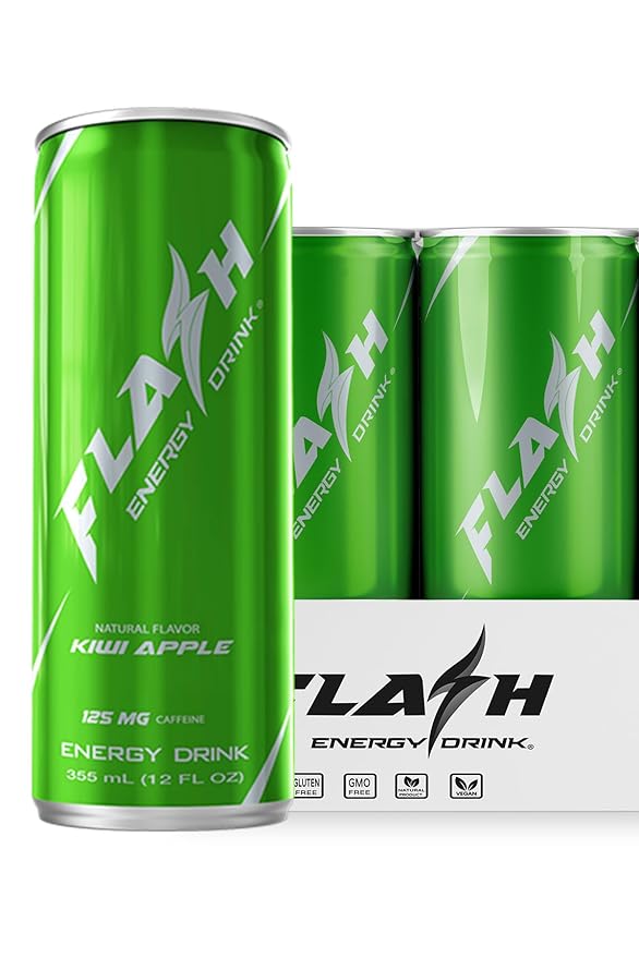 Flash Energy Drink | Elevate your Energy Focus and Performance | Natural |Non-GMO Vegan Gluten-Free Ingredients Organic Green Tea and Green Coffee Bean with 125 mg of Caffeine Enhanced with Ess
